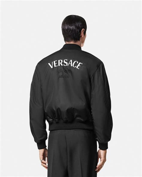 versace blue bomber jacket|versace bomber jacket leather.